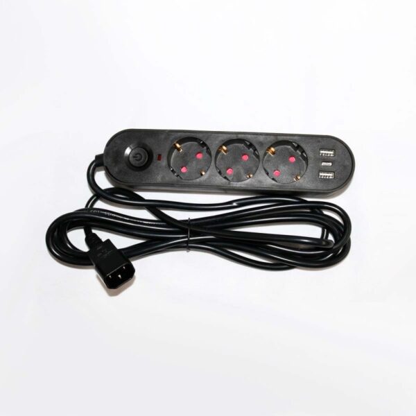 BLOCO DE TOMADAS 3WAY 3 METROS C/I PRETA 2X USB