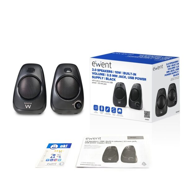 COLUNAS EWENT 2.0 USB 3.5MM 10W PRETO