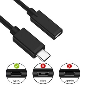 CABO EWENT USB-C (M) PARA USB-C (F) 1.8MT PRETO