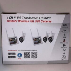 KIT VIGILANCIA WIRELESS 4CH 7' LCD TOUCH 2*C2019AN3M CAM WIFI 3MP RECARREGAVEL