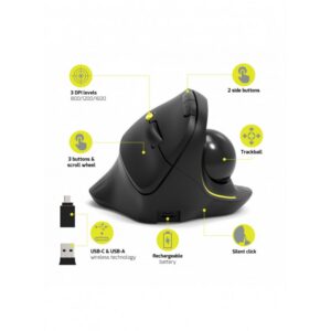 MOUSE PORT DESIGN ERGONOMIC PROF 2.4GHZ TRACK BALL*