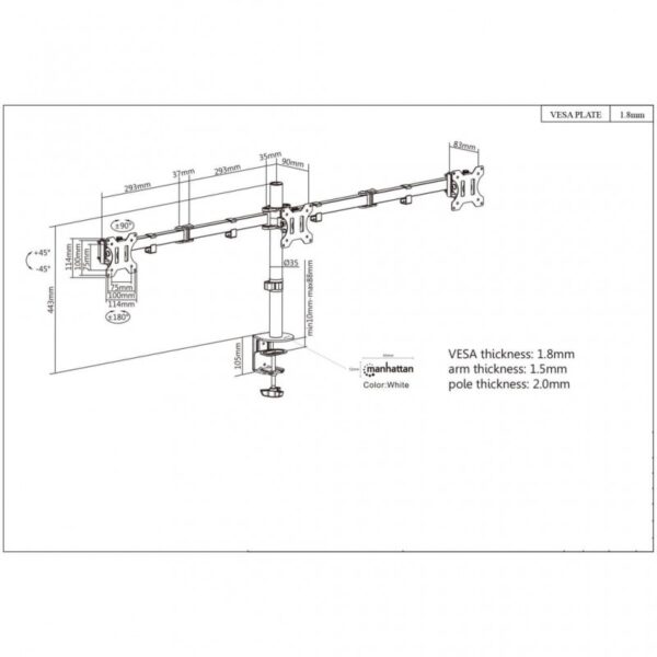 SUPORTE MONITOR MANHATTAN 2X ATÉ 27'