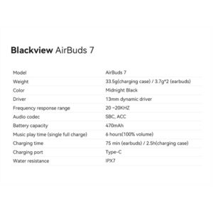 AIRBUDS BLACKVIEW 7 WHITE - Image 2