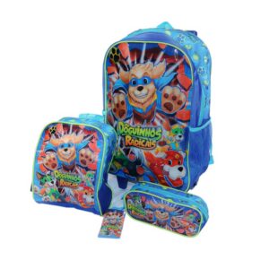 .ME TROLLEY MOCHILA DOGS RADICAIS + LANCHEIRA + ESTOJO RED