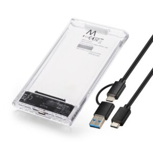 CAIXA EXT. EWENT 2.5' SATA USB-C/USB-A 3.2 TRANSPARENTE