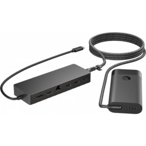 HUB USB-C + CARREGADOR PORT HP P/ 1HDMI/1USB-C/1DP/1RJ45/2USB-A - Image 1
